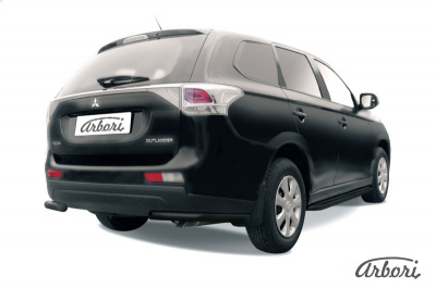 Защита заднего бампера "уголки" Arbori d57 черные MITSUBISHI OUTLANDER 2013-2014